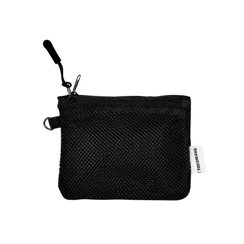 Travel Makeup Storage Bags New Mesh Coin Purse Simple Portable Mini Bag Multi-purpose Square Bag Double-layer Zipper Card Holder