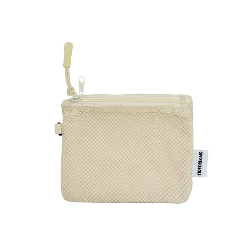 Travel Makeup Storage Bags New Mesh Coin Purse Simple Portable Mini Bag Multi-purpose Square Bag Double-layer Zipper Card Holder