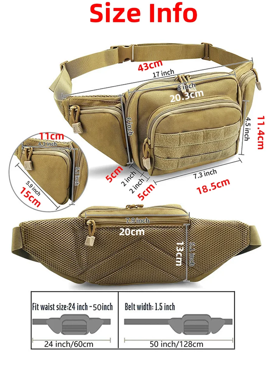 Tactical Waist Pack Outdoor Hiking  Waist Bag Running Sports Functional Bag Cycling Bag Bum Bag Multi-functional Tool Shoulder