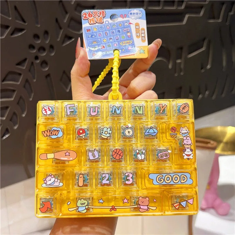 Portable 26 Grid Keyboard Keychain Pendant for Bags Backpacks Halloween Costume Accessory Decompression Fingertip Sensory