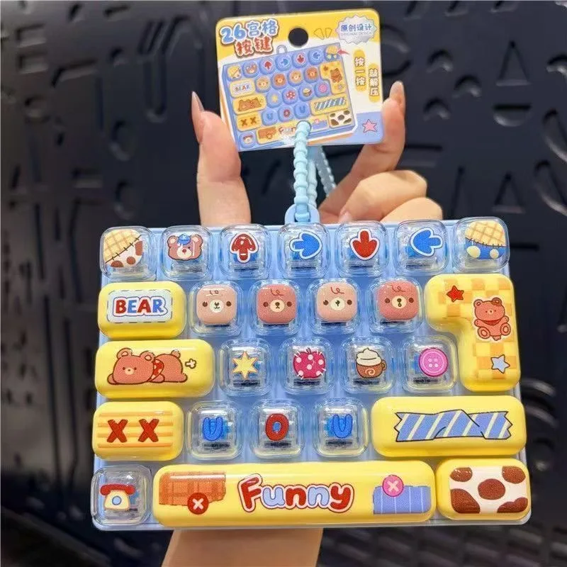 Portable 26 Grid Keyboard Keychain Pendant for Bags Backpacks Halloween Costume Accessory Decompression Fingertip Sensory