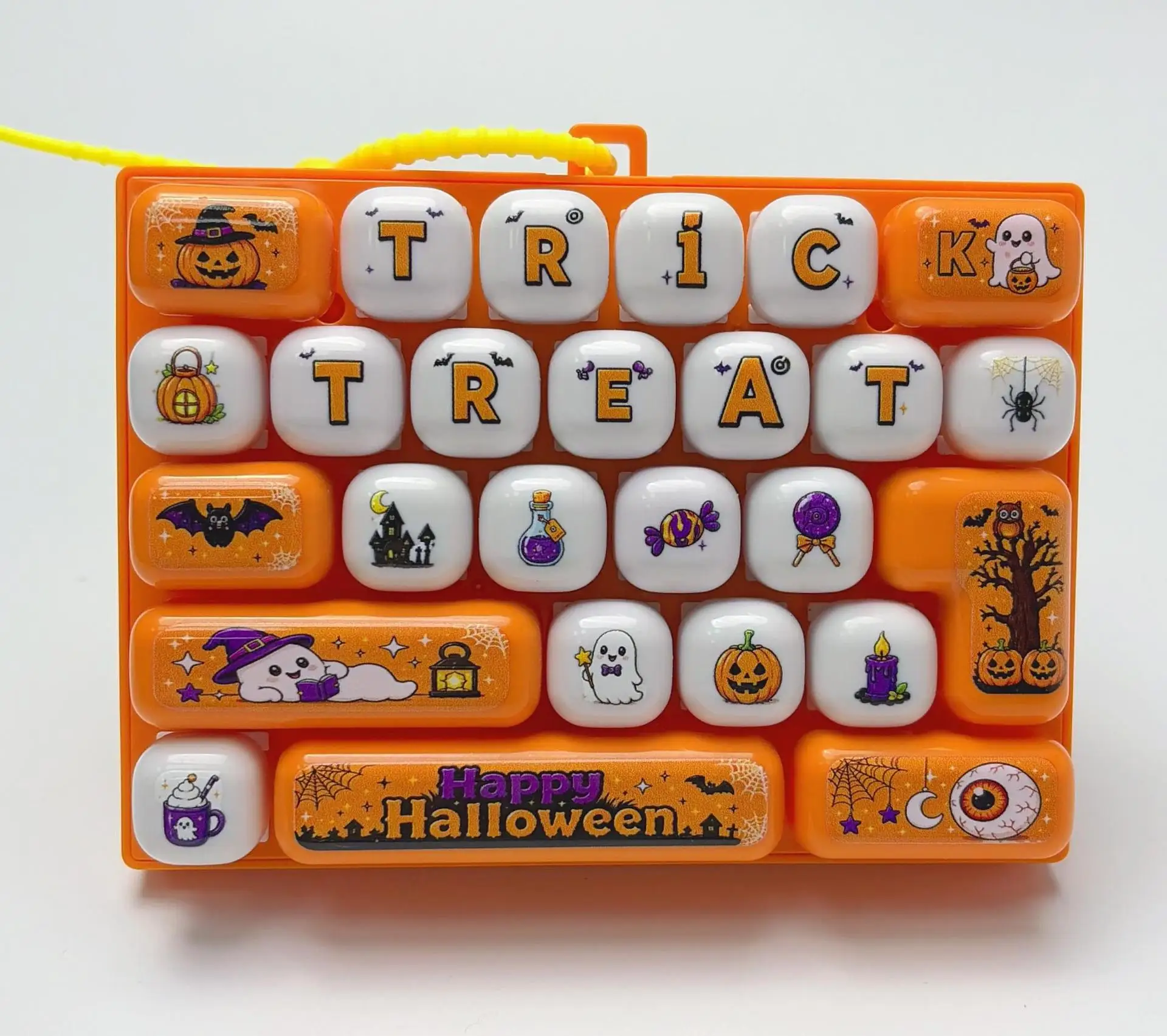 Portable 26 Grid Keyboard Keychain Pendant for Bags Backpacks Halloween Costume Accessory Decompression Fingertip Sensory