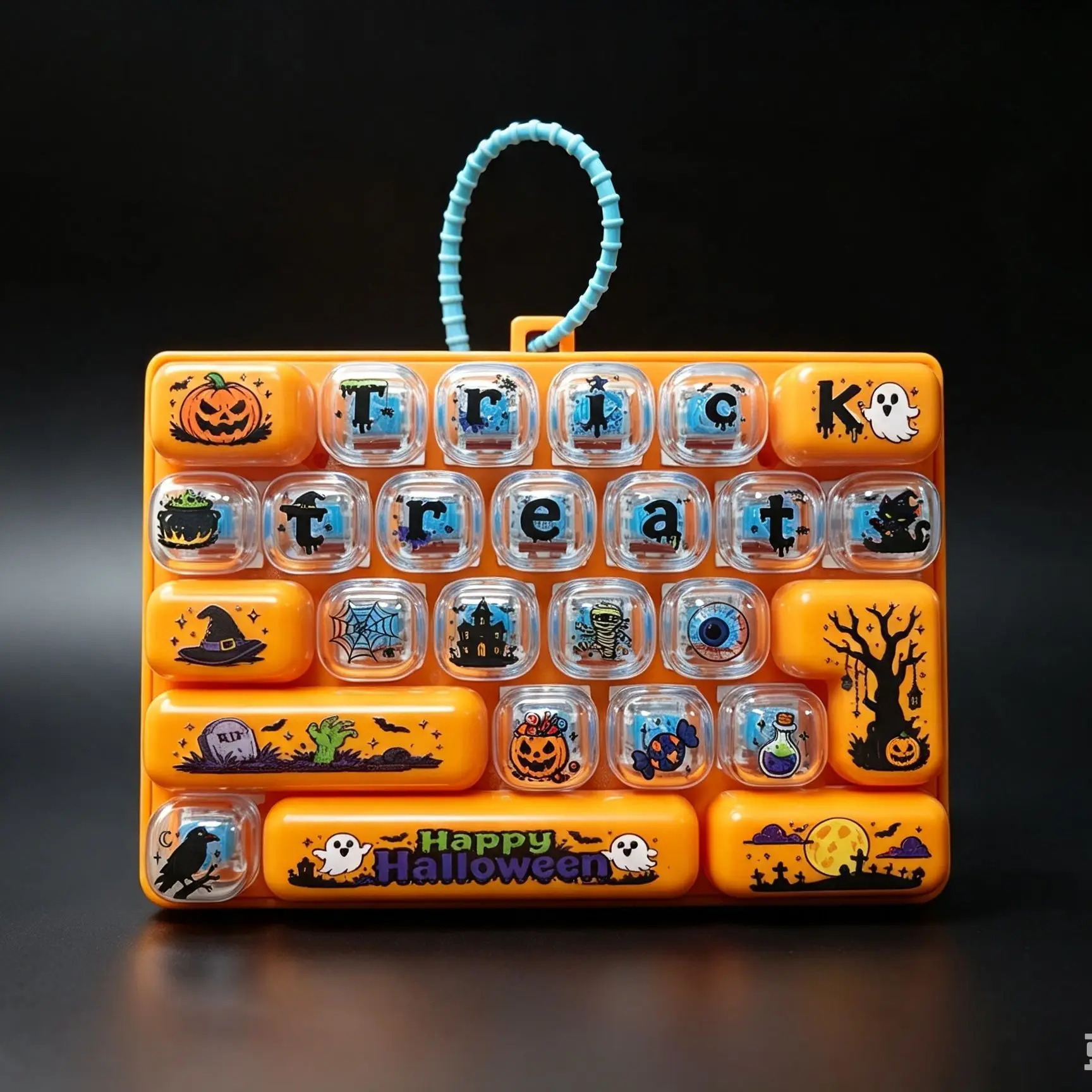 Portable 26 Grid Keyboard Keychain Pendant for Bags Backpacks Halloween Costume Accessory Decompression Fingertip Sensory