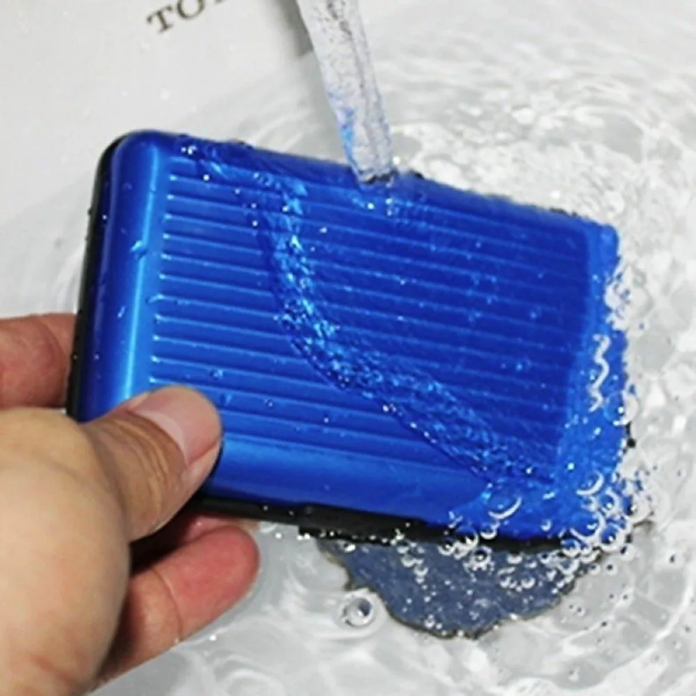 Portable Credit Card Holder Wallet Metal Name Card Holder Waterproof Credit Card Protector for Women Men Travel Wallet