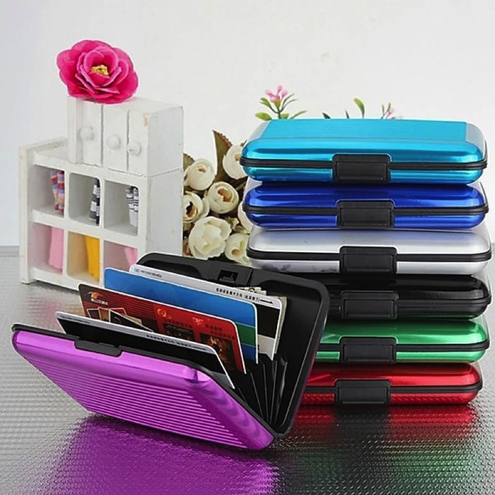 Portable Credit Card Holder Wallet Metal Name Card Holder Waterproof Credit Card Protector for Women Men Travel Wallet