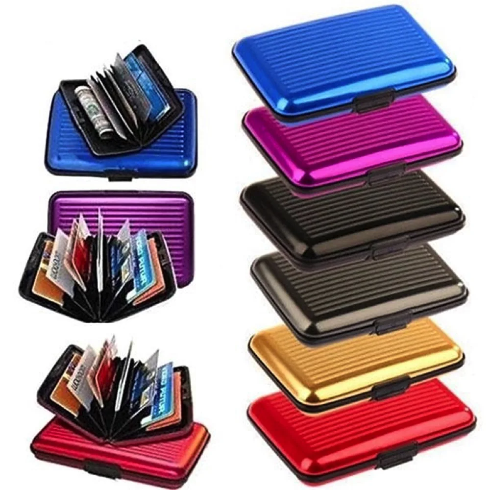 Portable Credit Card Holder Wallet Metal Name Card Holder Waterproof Credit Card Protector for Women Men Travel Wallet