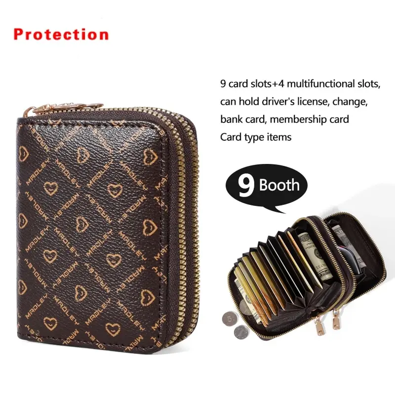 Womens Credit Card Wallet, Large Capacity Multi Card Case Wallet With ID Window, Zipper Card Cases Holder