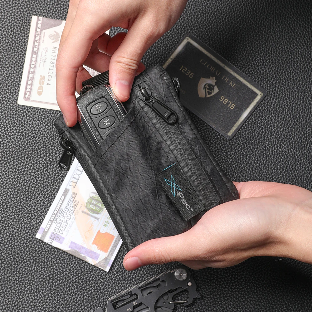 EDC 5-Pocket Multi Pouch X-PAC Wallet Small Keychain Coin Pouch with YKK Zipper EDC Pocket Organizer Utility Pouch for Cards