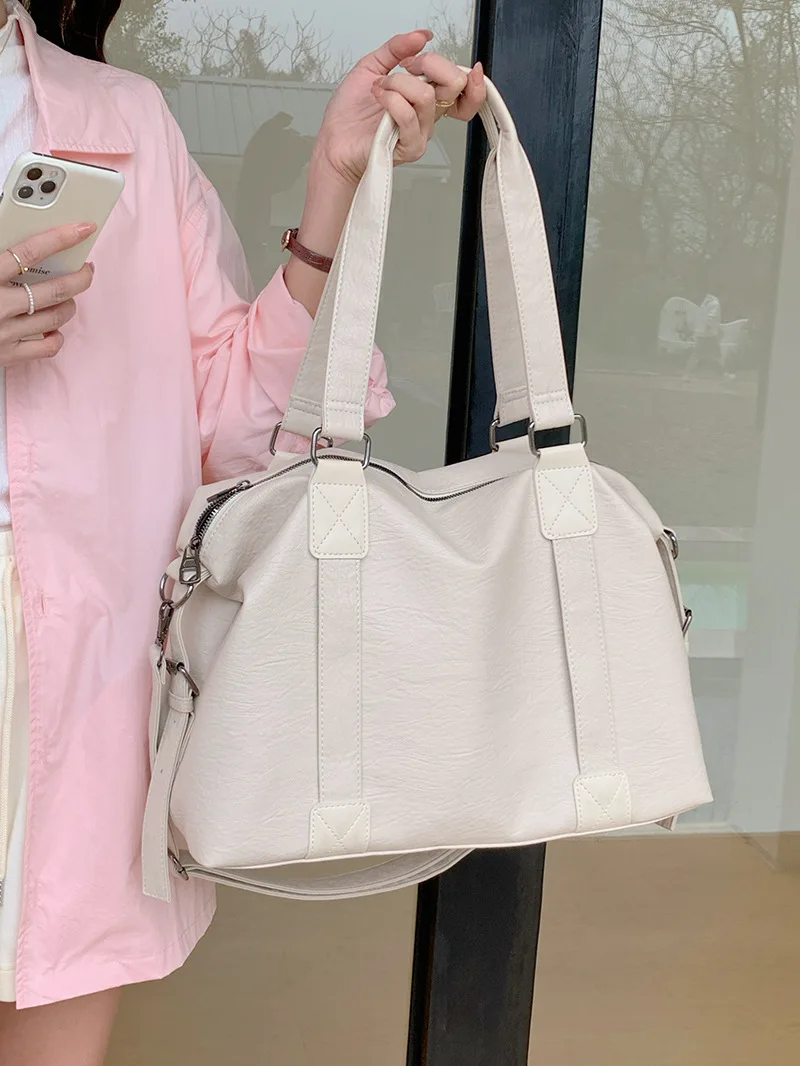 Fashion Tote Bag Leather Women Bag Simplicity Handbag Solid Vintage Shoulder Messenger Bag for Ladies