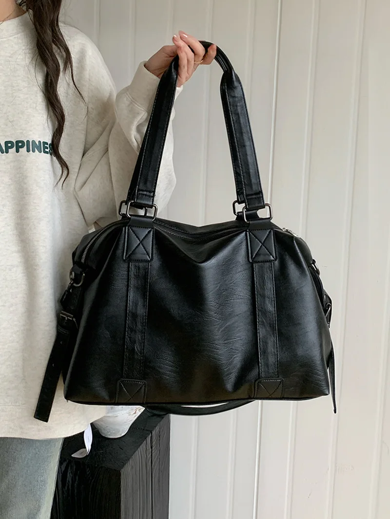 Fashion Tote Bag Leather Women Bag Simplicity Handbag Solid Vintage Shoulder Messenger Bag for Ladies