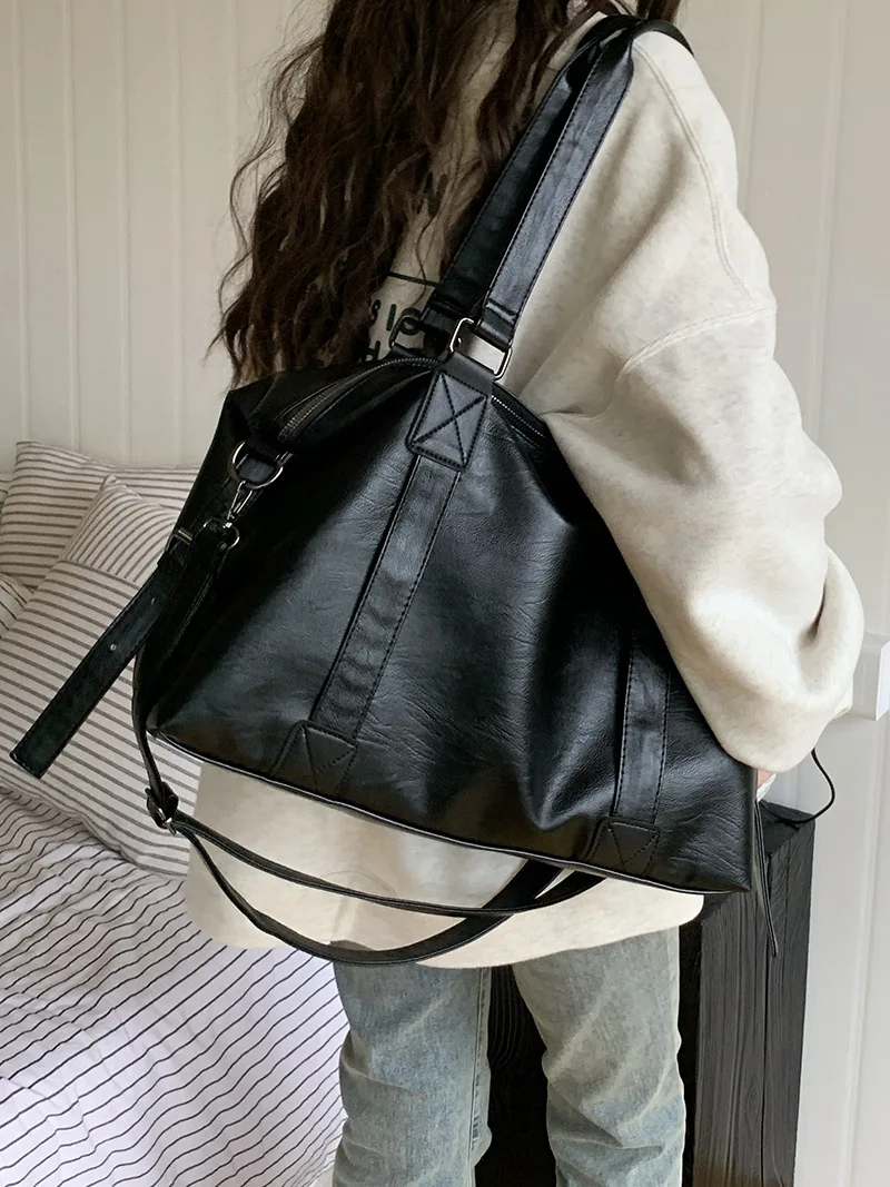 Fashion Tote Bag Leather Women Bag Simplicity Handbag Solid Vintage Shoulder Messenger Bag for Ladies
