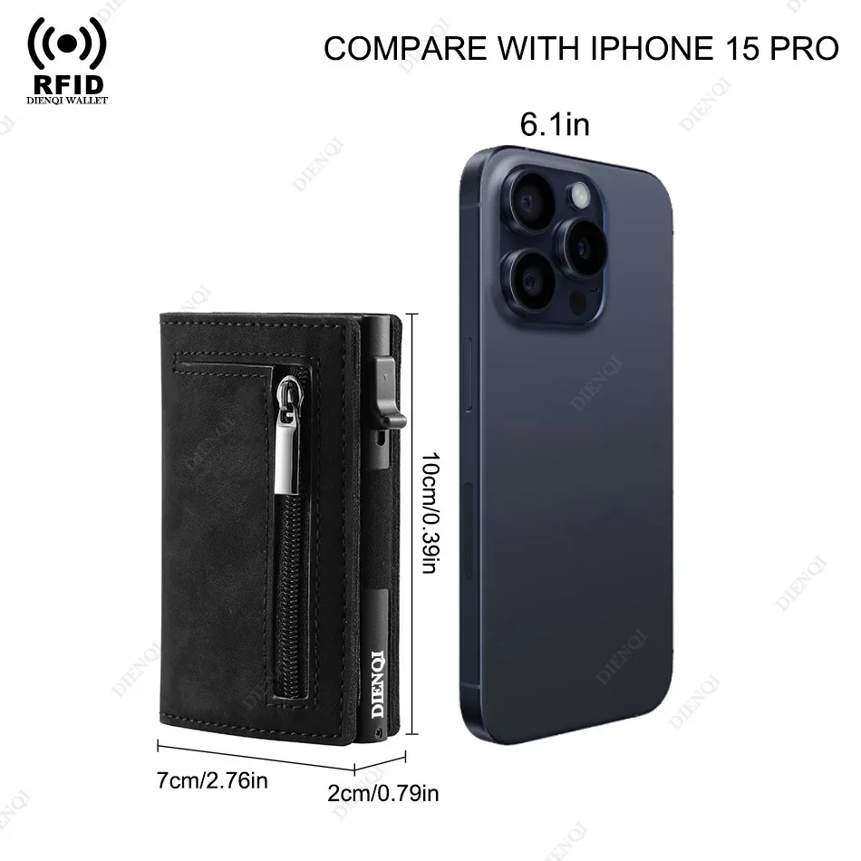 Rfid Credit Card HolderMen Wallets Luxury Money Bag Purse Metal Aluminium Slim Thin Small Smart Minimalistic Wallets for Men