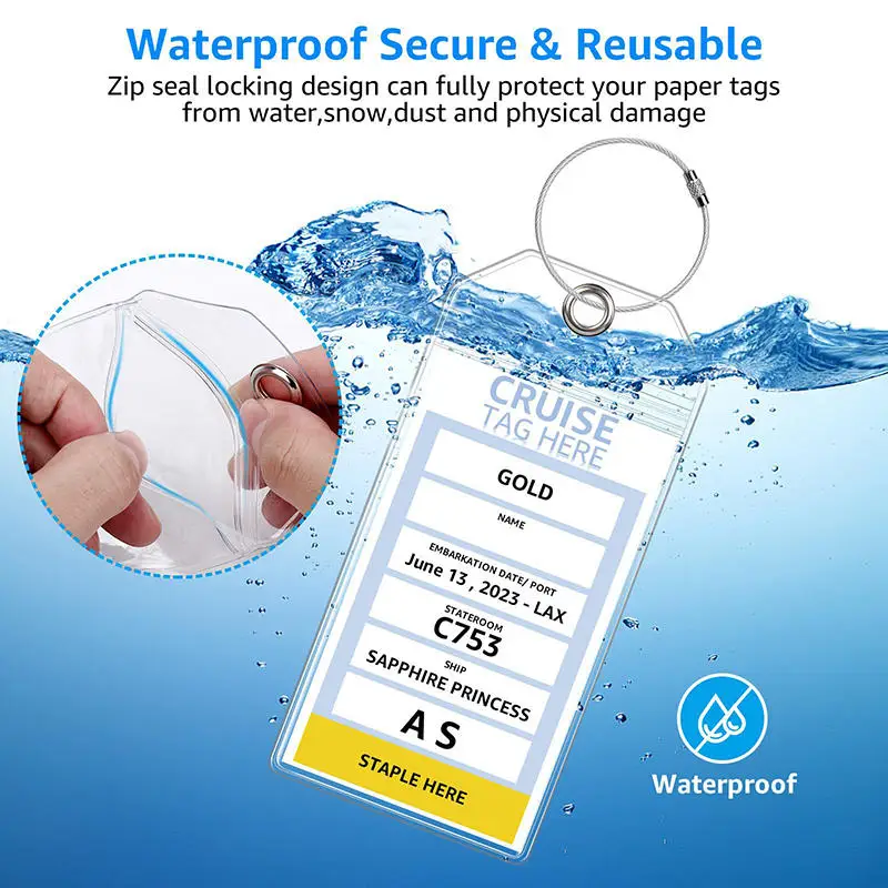 5pcs/Set Cruise Luggage Tags Waterproof Transparent Tags Metal Loop Travel Accessories Aircraft Baggage Tags for Easy Sorting
