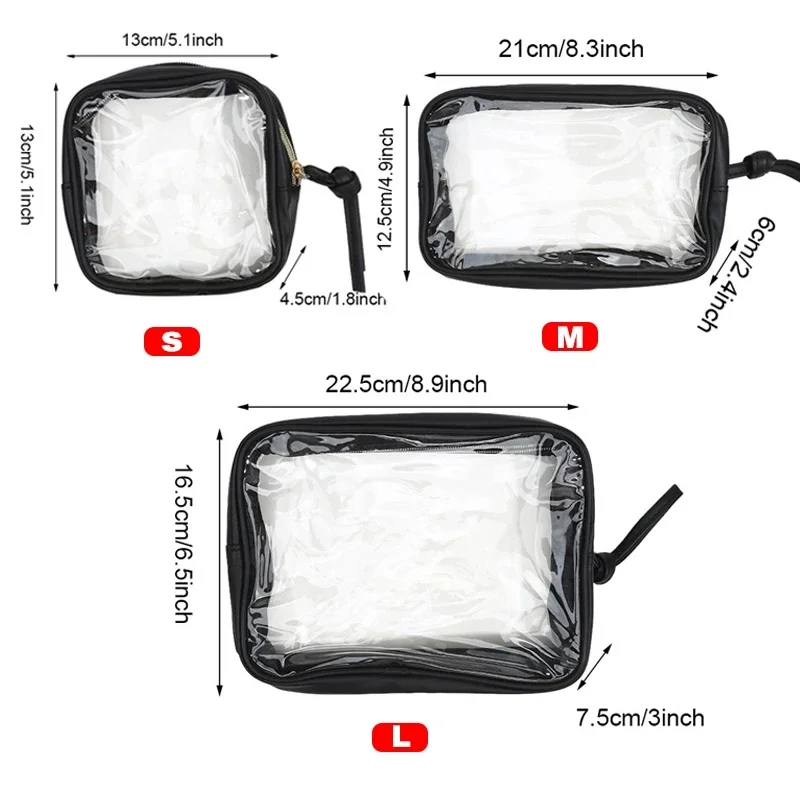 1/3PCS Waterproof Cosmetic Bag Portable Portable Cosmetic Storage Bag Large Capacity PVC Transparent Wash Bag Travel Storage Bag
