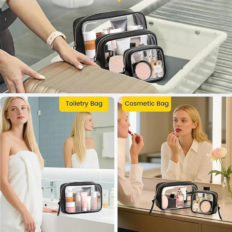 1/3PCS Waterproof Cosmetic Bag Portable Portable Cosmetic Storage Bag Large Capacity PVC Transparent Wash Bag Travel Storage Bag