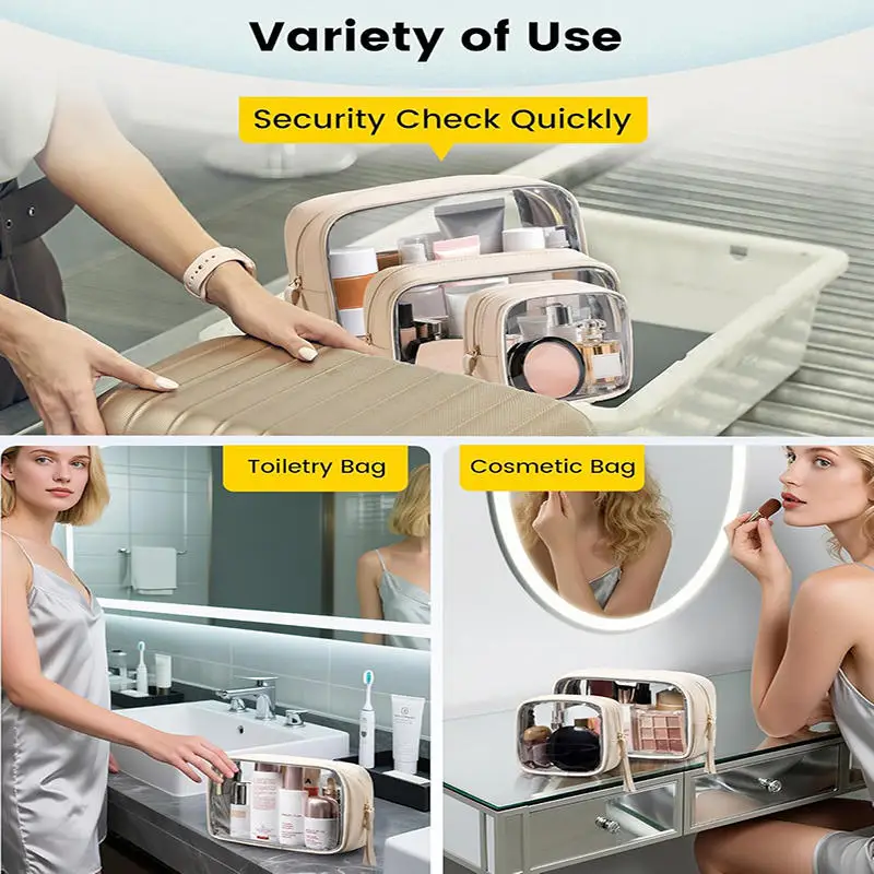 1/3PCS Waterproof Cosmetic Bag Portable Portable Cosmetic Storage Bag Large Capacity PVC Transparent Wash Bag Travel Storage Bag