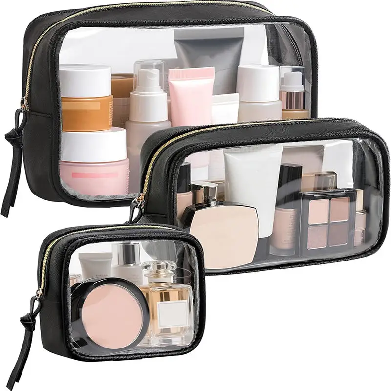 1/3PCS Waterproof Cosmetic Bag Portable Portable Cosmetic Storage Bag Large Capacity PVC Transparent Wash Bag Travel Storage Bag