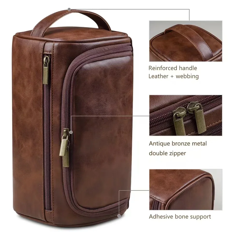 Leather Toiletry Bag for Men Women Dopp Kit Mens Hanging Toiletry Bag Travel Toiletry Bag for Traveling Large Cosmetic Bag for T