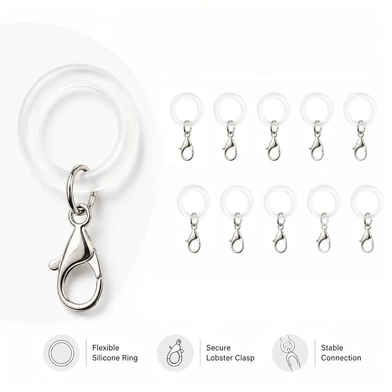 10/20Pcs O-Ring Lobster Clasp Set, DIY Jewelry Accessories for Umbrellas, Keychains, Bag Charms & Bracelets