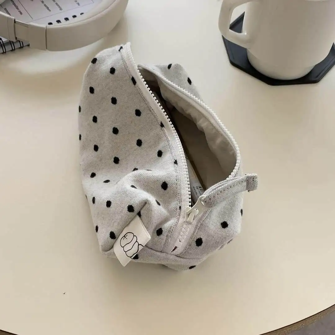 Polka Dot Design Pencil Case, Large Capacity Soft Touch Pencil Case, Stationery Bag, Cosmetics Storage, Back to School