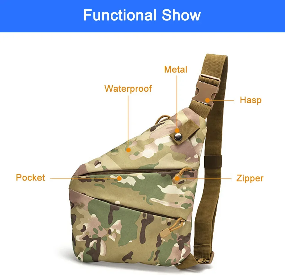 DIENQI Anti-theft Men Chest Bag Waterproof Chest Pack Travel Personal Pocket Tactical Male Sling Bag Chest Cross Body Bag Pauch