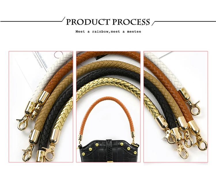 30/40/60cm Fashion PU Leather Woven Handbag Handles Metal Buckle for Women Bag Purse Replace Shoulder Strap Handle Accessories