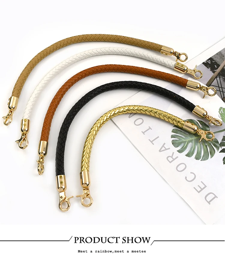 30/40/60cm Fashion PU Leather Woven Handbag Handles Metal Buckle for Women Bag Purse Replace Shoulder Strap Handle Accessories