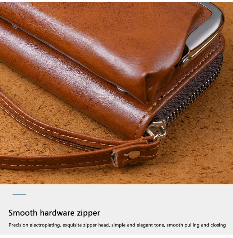 Women's Wallet Fashionableand Minimalist Wrist Strap Short Zero Wallet RetroVersatile LargeCapacity Multi Card Pocket Money Clip
