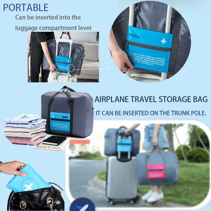 New foldable waterproof travel luggage bag, large capacity luggage storage bag, boarding luggage travel handbag, suitable for bu
