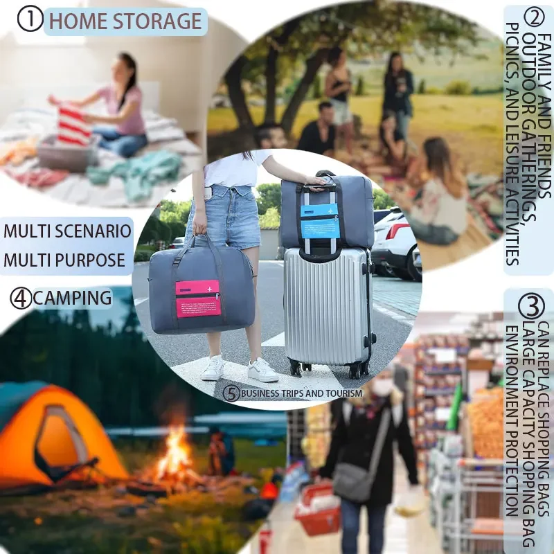 New foldable waterproof travel luggage bag, large capacity luggage storage bag, boarding luggage travel handbag, suitable for bu