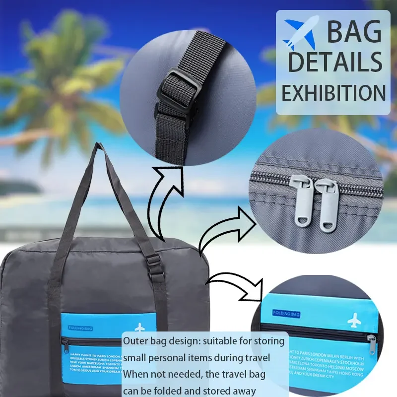 New foldable waterproof travel luggage bag, large capacity luggage storage bag, boarding luggage travel handbag, suitable for bu