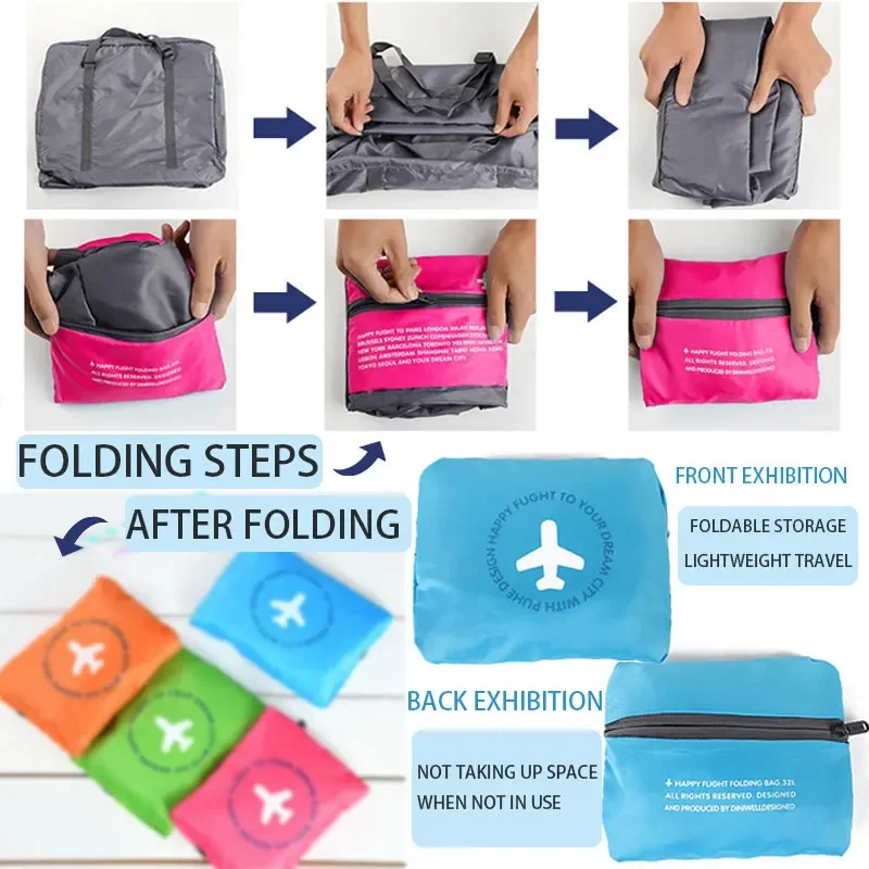 New foldable waterproof travel luggage bag, large capacity luggage storage bag, boarding luggage travel handbag, suitable for bu