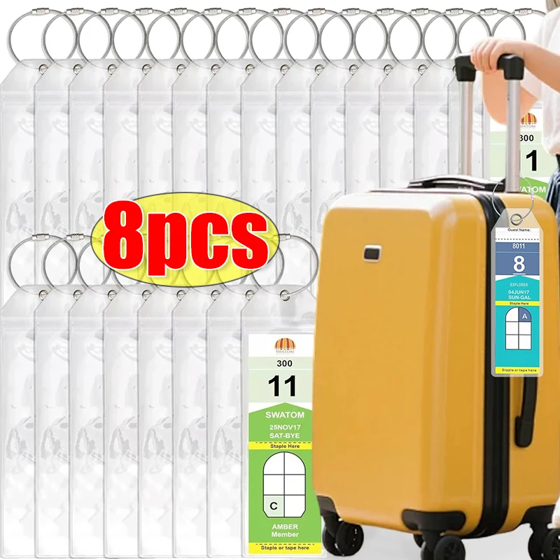 1-8pcs Cruise Luggage Suitcase Tag Label for Easy Sorting Waterproof Transparent Thicken PVC Cruise Travel Luggage Aircraft Tag