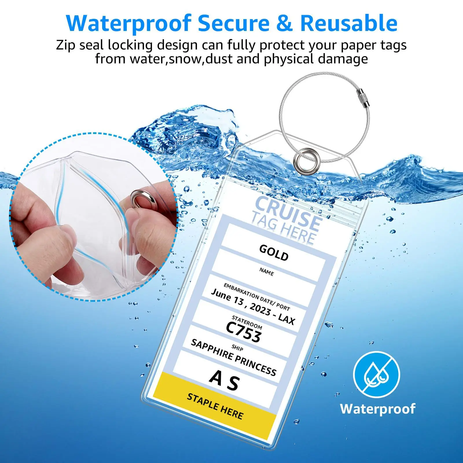 1-8pcs Cruise Luggage Suitcase Tag Label for Easy Sorting Waterproof Transparent Thicken PVC Cruise Travel Luggage Aircraft Tag