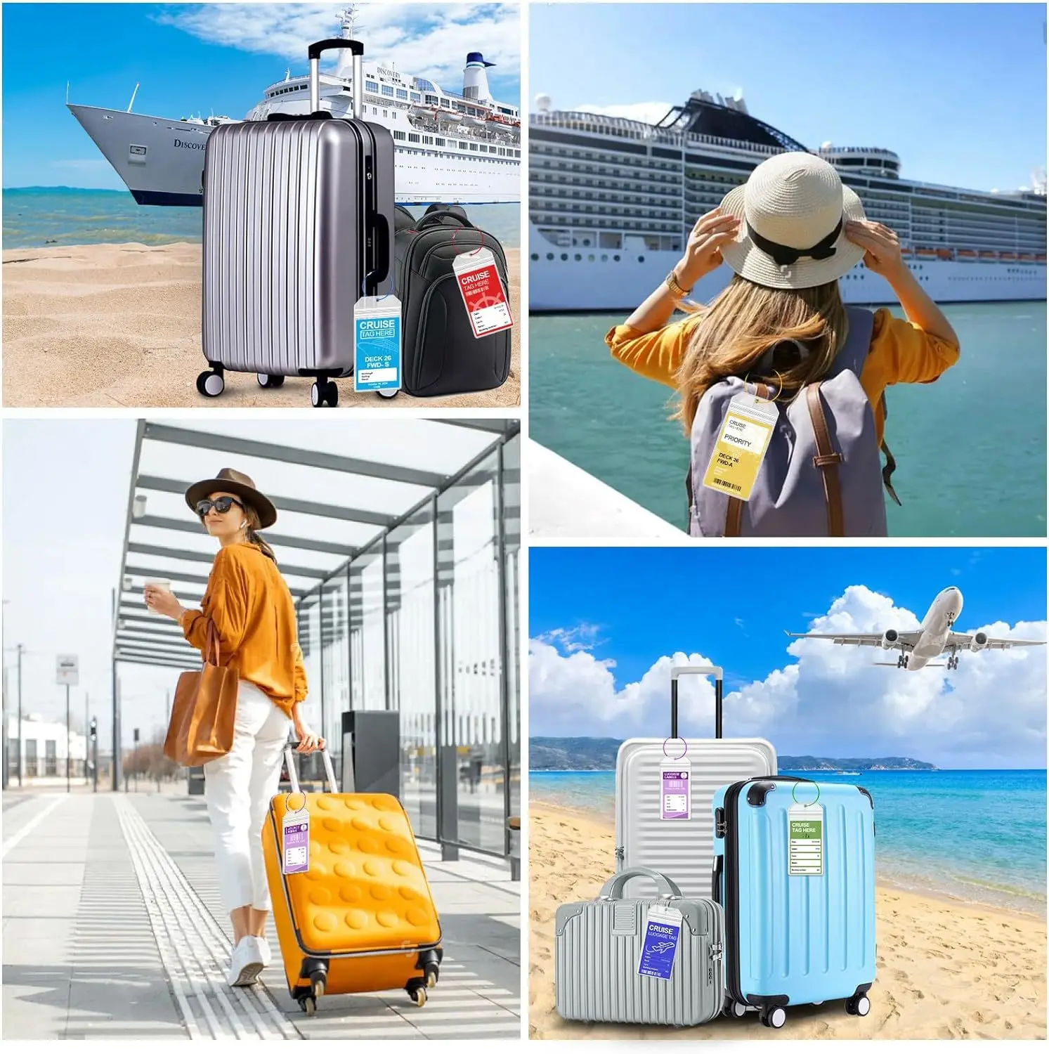 1-8pcs Cruise Luggage Suitcase Tag Label for Easy Sorting Waterproof Transparent Thicken PVC Cruise Travel Luggage Aircraft Tag