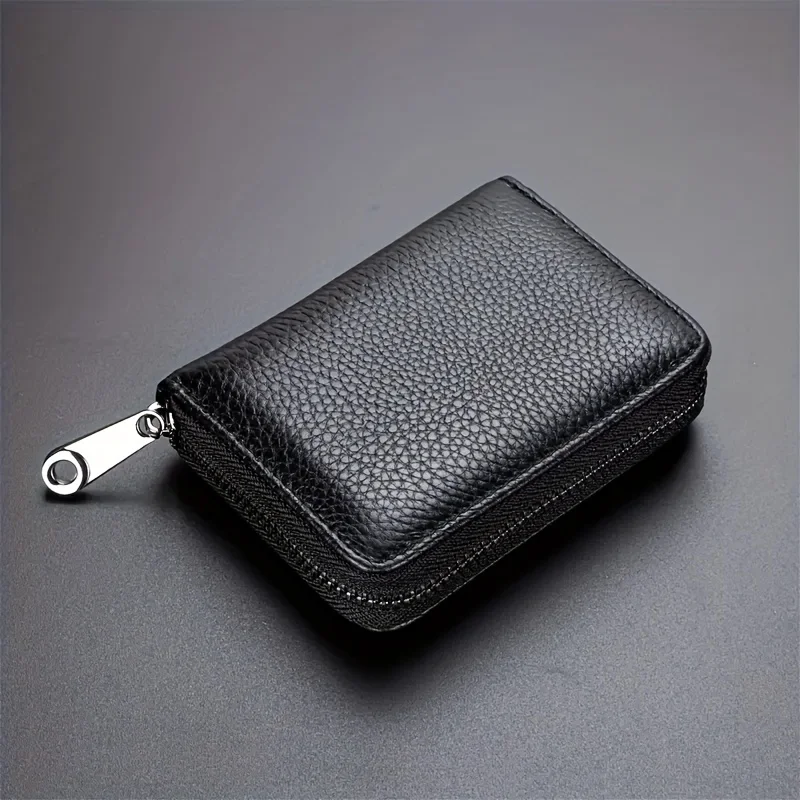 Mini Minimalist Classic Multi-card Man Wallet, RFID Blocking Women Coin Purse with Zipper, Unisex Solid Color Credit Card Holder