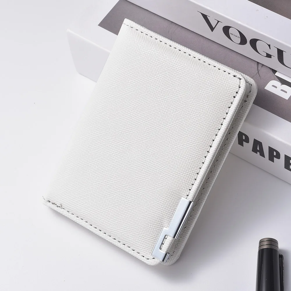 Black Faux Leather Small Slim Business-Style Wallet - Multiple Card Slots, Credit Card and Driver's License Holder, Geometric In