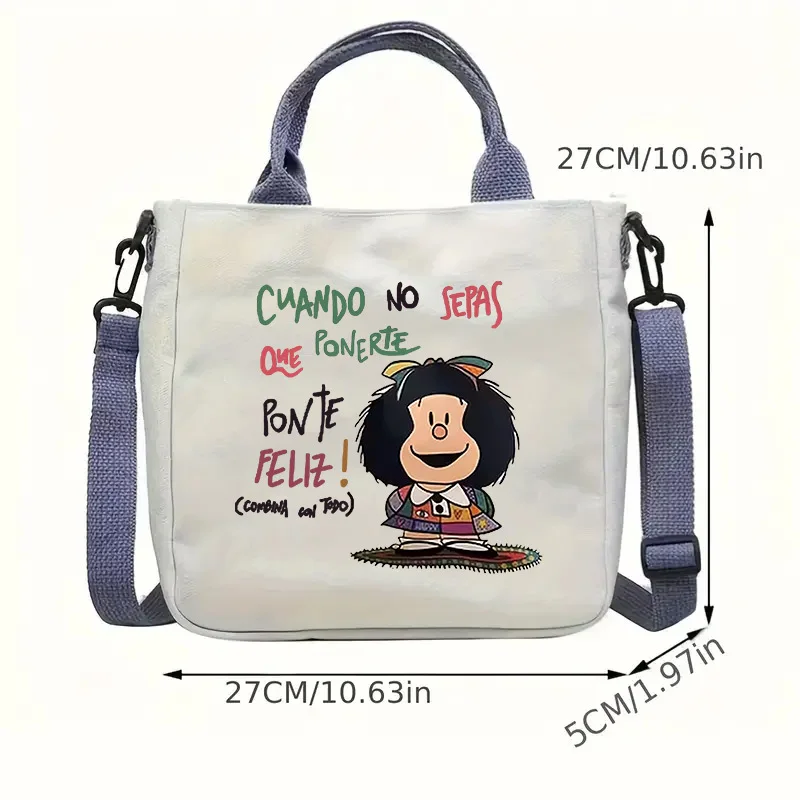 1pc Print Canvas Hand Bag Women Lightweight Reusable Shoulder Bag Large Capacity Crossbody Bag for Student Travel Tote Bag