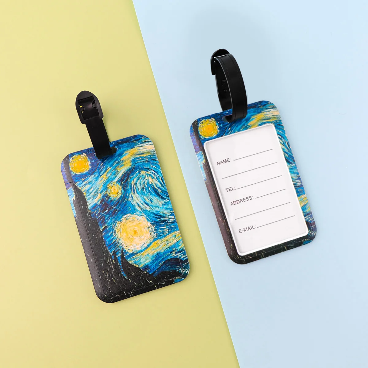 Oil Painting Plastics Baggage Tag Artistic Suitcase Backpack Anti-Lost Listing ID Card Holder Fashion Luggage Accessories Gifts