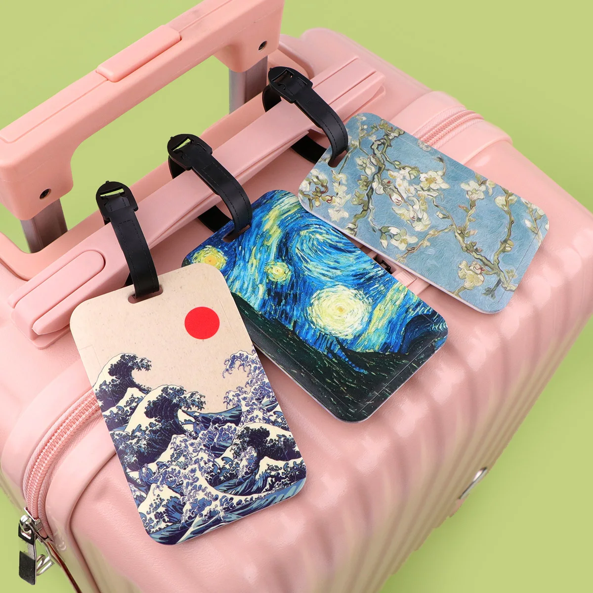 Oil Painting Plastics Baggage Tag Artistic Suitcase Backpack Anti-Lost Listing ID Card Holder Fashion Luggage Accessories Gifts