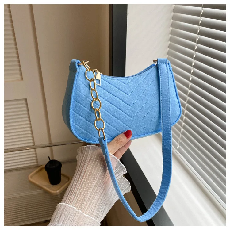 Mini Shoulder Bags for Women Fashion Felt Women's Bag Design Advanced Underarm Handbags Beautiful Purses Crescent SaddleBag 2025