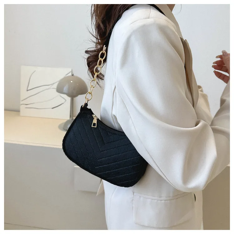 Mini Shoulder Bags for Women Fashion Felt Women's Bag Design Advanced Underarm Handbags Beautiful Purses Crescent SaddleBag 2025