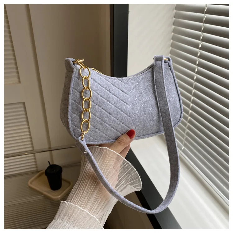 Mini Shoulder Bags for Women Fashion Felt Women's Bag Design Advanced Underarm Handbags Beautiful Purses Crescent SaddleBag 2025