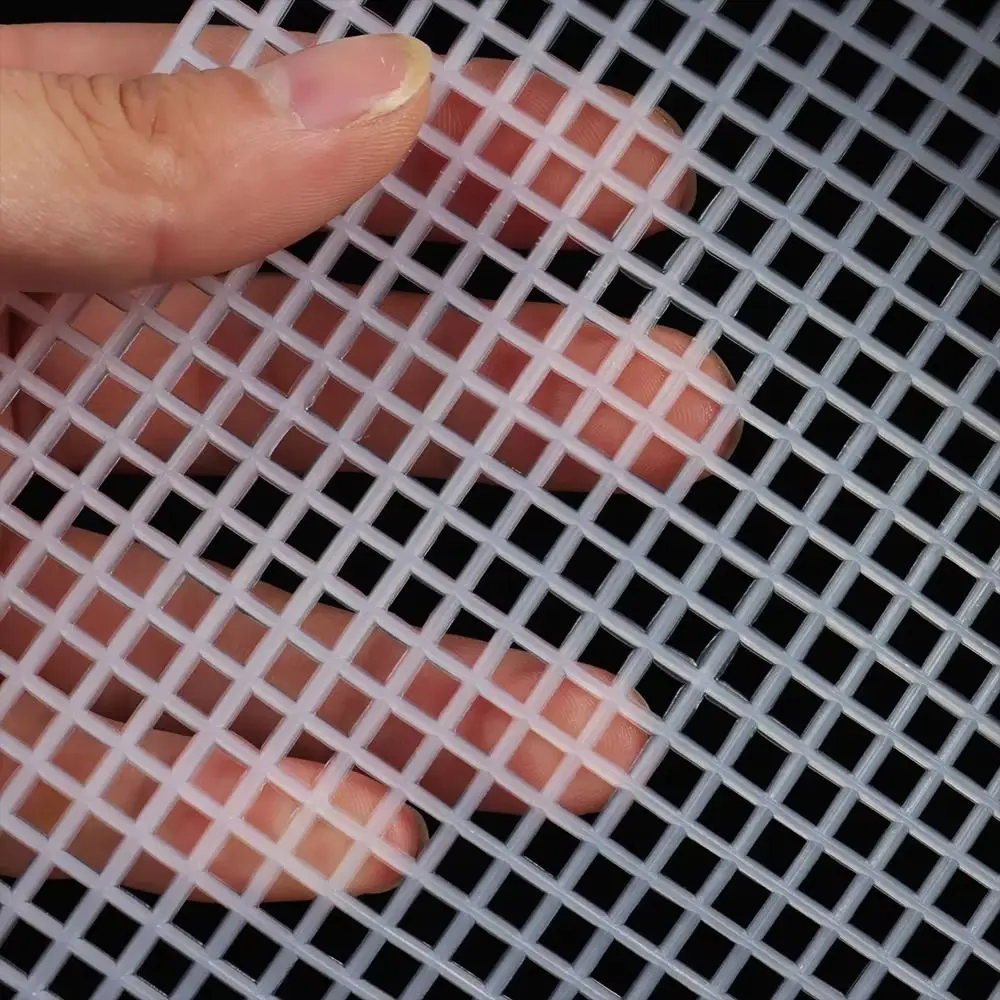 DIY Crafting Plastic Bag Mesh Grid Durable 33x50CM Canvas Bag Sheets Black White Acrylic Yarn Crafting Knit