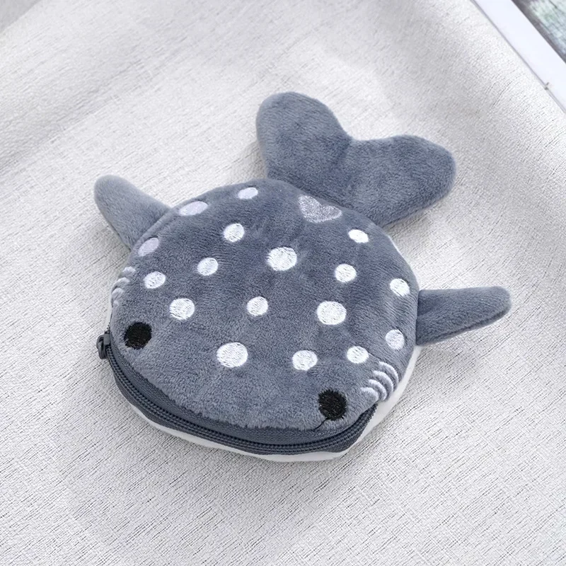 Cartoon Cute Whale Shark Coin Purse Kawaii Wallet Portable Plush Coin Bag Key Earphone Coin Organizer Pouch Zipper Bag
