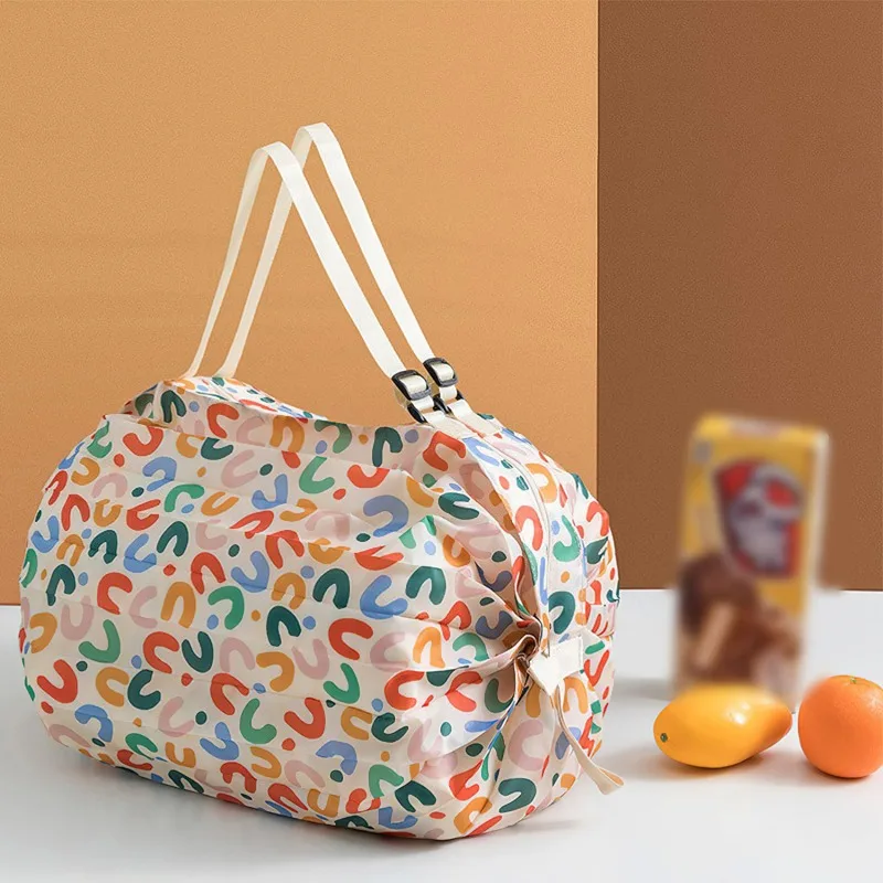Large Foldable Shopping Bag Reusable Eco Bag Grocery Package Beach Toy Storage Bags Shoulder Cat Lemon Printing Pouch Tote Pouch