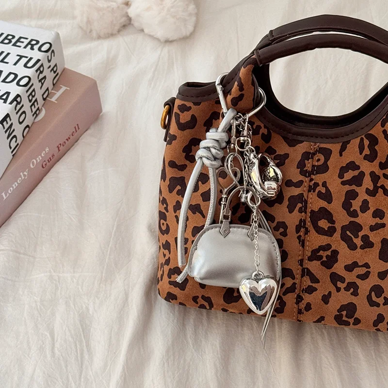 Mini Exquisite Bag Pendant Chain Shell Bag Keychain PU Leather Silver Bag Decor Creative DIY Women Bags Accessories