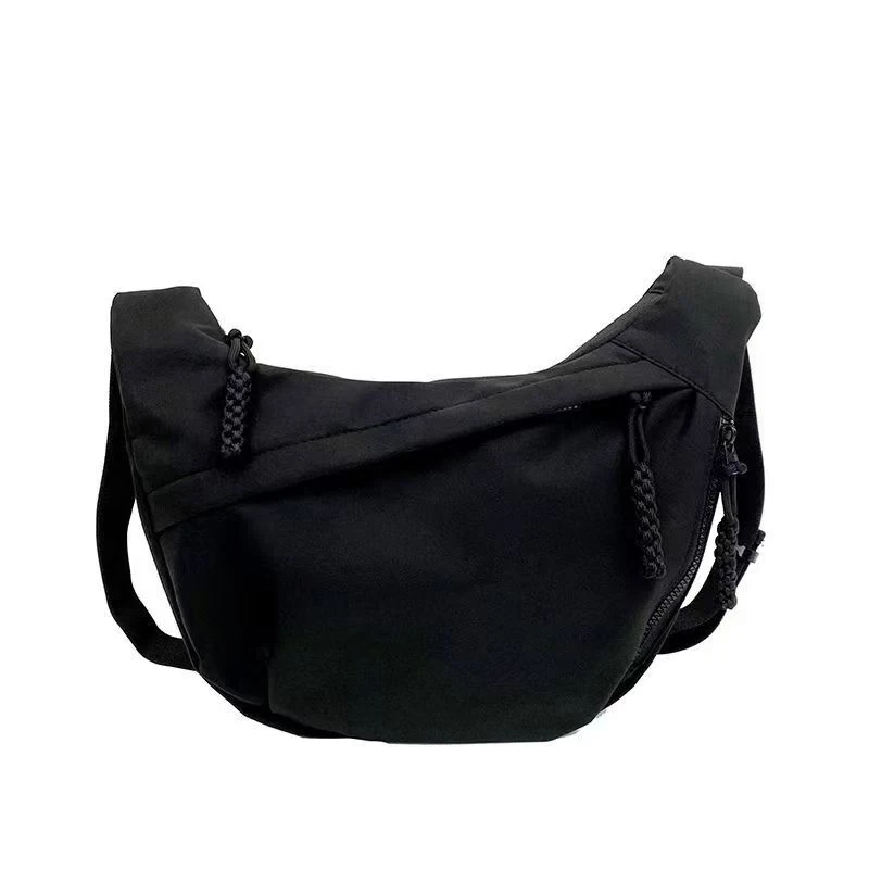 Casual Women's Nylon Crossbody Bag, Large Capacity Hobo Shoulder Purse with Adjustable Strap, Black/White/Khaki for Daily Use