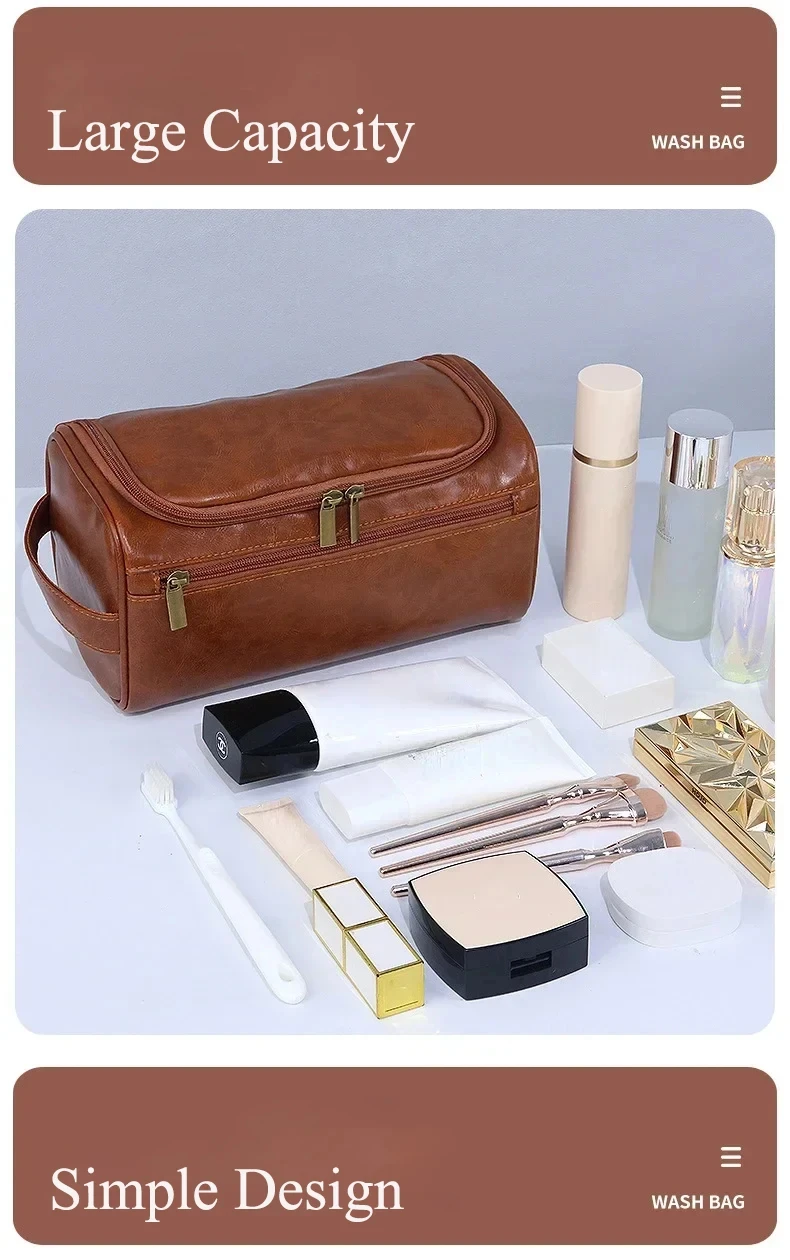 NEW Leather Toiletry Bag for Men Women Dopp Kit Mens Hanging Toiletry Bag Travel Bag for Traveling Large Cosmetic Bag for T