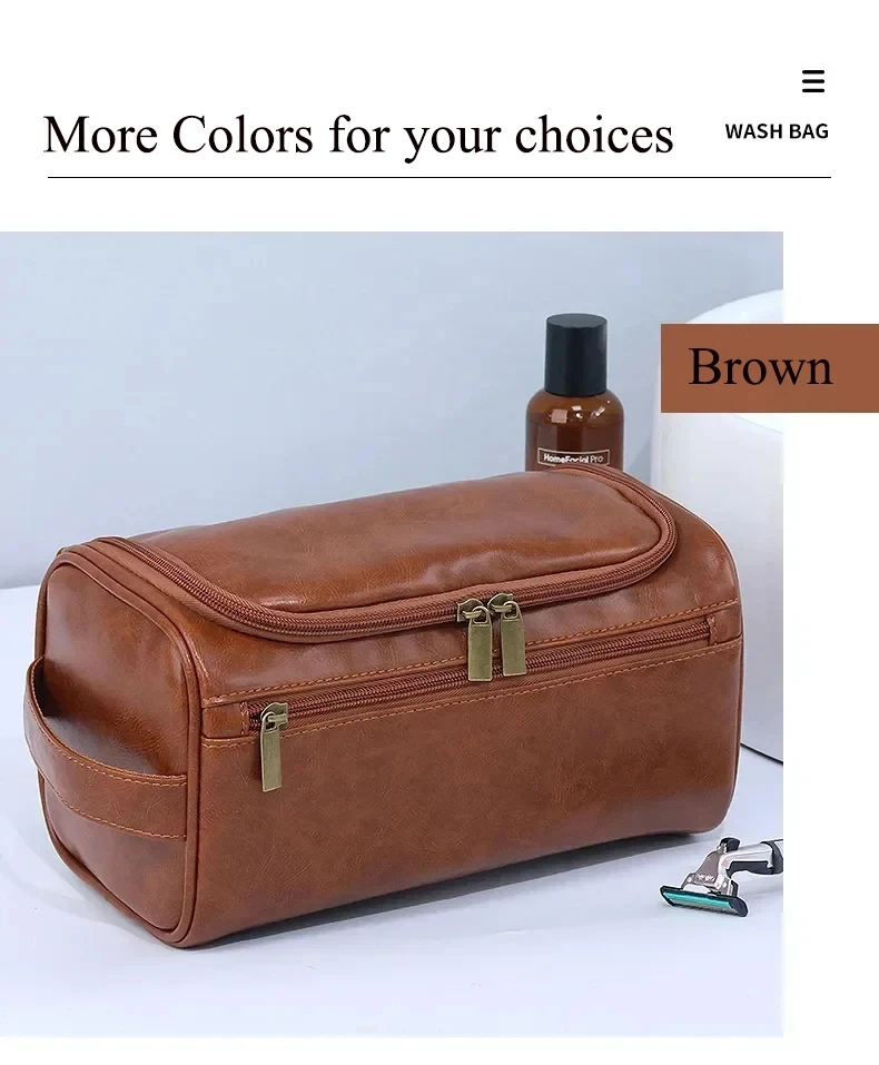 NEW Leather Toiletry Bag for Men Women Dopp Kit Mens Hanging Toiletry Bag Travel Bag for Traveling Large Cosmetic Bag for T